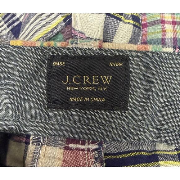 J.Crew Patchwork Madras Plaid Shorts Mens 36 Cotton Preppy Summer Casual EUC - Picture 6 of 9